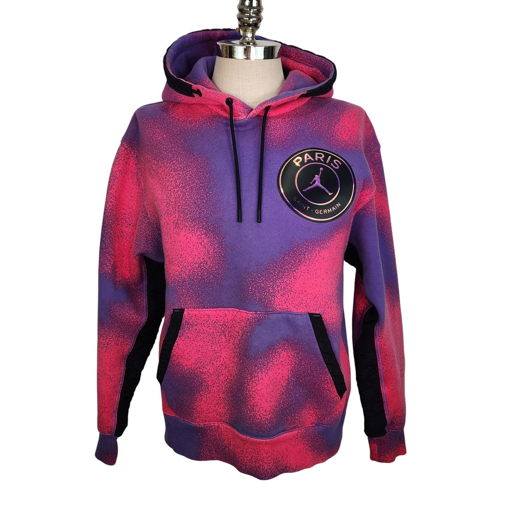 Jordan PSG Hoodie Mens M Purple Pink Spray Paint Jumpman‎ Logo CK9649-510